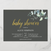 Boho Eucalyptus Leaves Baby shower Folie Invitatio Folie Uitnodiging (Voorkant)
