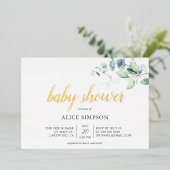 Boho Eucalyptus Leaves Baby shower Folie Uitnodiging (Staand Voorkant)