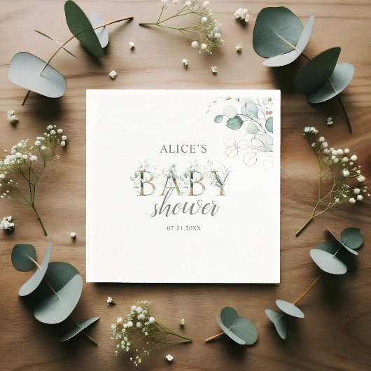 Boho Eucalyptus Leaves Baby shower Servet