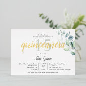 Boho Eucalyptus Leaves Quinceanera Folie Invitatio Folie Uitnodiging (Staand Voorkant)