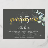 Boho Eucalyptus Leaves Quinceanera Folie Uitnodiging (Voorkant)