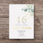 Boho Eucalyptus Leaves Sweet 16 Folie Uitnodiging<br><div class="desc">Boho greenery eucalyptus bladeren.</div>