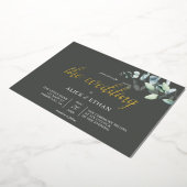 Boho Eucalyptus Leaves Wedding Folie Uitnodiging (Gedraaid)