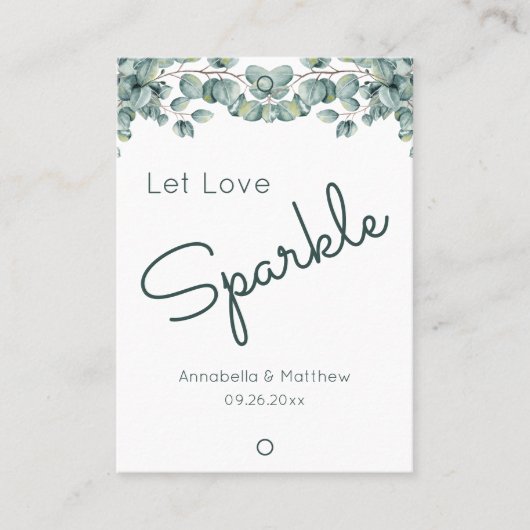 Boho Eucalyptus Let Love Sparkle Wedding Sparkler Visitekaartje (Voorkant)