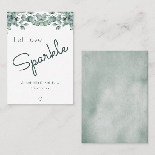 Boho Eucalyptus Let Love Sparkle Wedding Sparkler Visitekaartje (Voorkant / Achterkant)