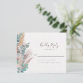 Boho Eucalyptus Natural Pampas Grass Wedding RSVP (Staand voorkant)