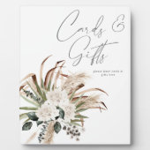Boho Eucalyptus Pampas Beige Bloemkaarten Cadeaus Fotoplaat (Voorkant)