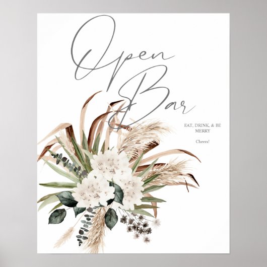 Boho Eucalyptus Pampas & Floral Open Bar 2 Poster (Voorkant)