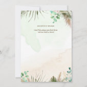 BOHO Eucalyptus Pampas Gras Groene Bloemen Bruilof Save The Date (Achterkant)