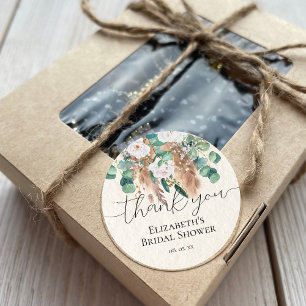 Boho Eucalyptus Pampas Gras Script Bedankt Ronde Sticker