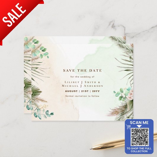 BOHO Eucalyptus Pampas Grass Greenery Wedding Briefkaart