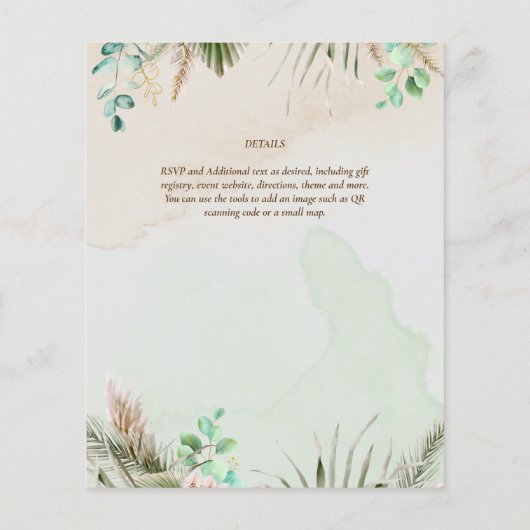 BOHO Eucalyptus Pampas Grass Greenery Wedding Flyer (Achterkant)