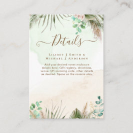 BOHO Eucalyptus Pampas Grass Greenery Wedding Informatiekaartje