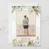 BOHO Eucalyptus Pampas Grass Greenery Wedding Save The Date (Voorkant)