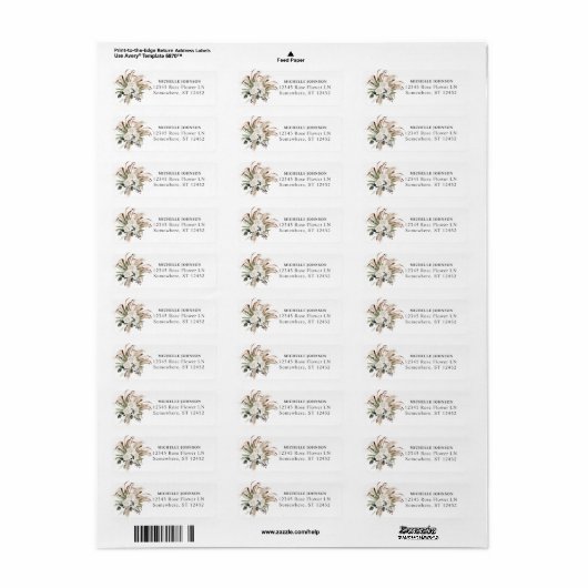Boho Eucalyptus Pampas Grass Return Label (Full Sheet)