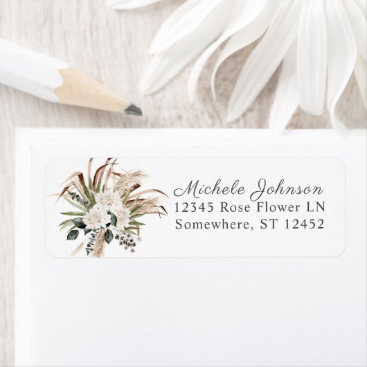 Boho Eucalyptus & Pampas Return Address Label (Insitu)