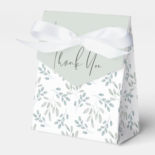 Boho Eucalyptus Pattern Dusty Blue Wedding Bedankdoosjes (Voorkant Zijde)