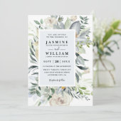 Boho Eucalyptus Rustieke Elegante QR Code Huwelijk Kaart (Staand voorkant)