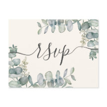 Boho Eucalyptus Sage Green & Beige RSVP