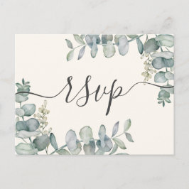 Boho Eucalyptus Sage Green & Beige RSVP Uitnodiging Briefkaart