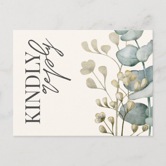Boho Eucalyptus Sage Green & Beige RSVP Uitnodiging Briefkaart (Voorkant)