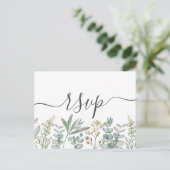Boho Eucalyptus Sage Green & White RSVP Uitnodigin Uitnodiging Briefkaart (Staand voorkant)