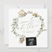 Boho Eucalyptus Three Ultrasound Zwangerschap Aankondiging (Voorkant)