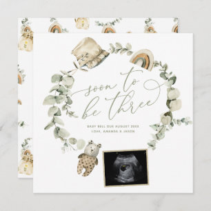Boho Eucalyptus Three Ultrasound Zwangerschap Aankondiging