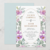 Boho Eucalyptus Waterverf Groen roze huwelijk Kaart (Voorkant / Achterkant)