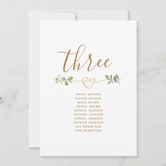 Boho Eucalyptus Wedding Zitting Grafiek (Voorkant)