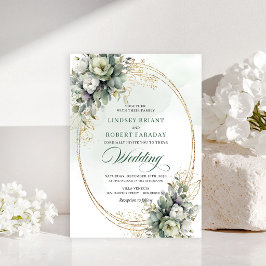 Boho eucalyptus witte rozen trouw uitnodiging