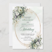 Boho eucalyptus witte rozen trouw uitnodiging (Voorkant)