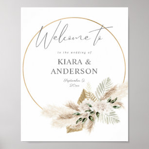 Boho Eucalyputs, Palm Floral Circular Welcome Sign Poster