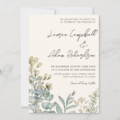 Boho Eucalyputus Sage & Beige Wedding Kaart (Voorkant)