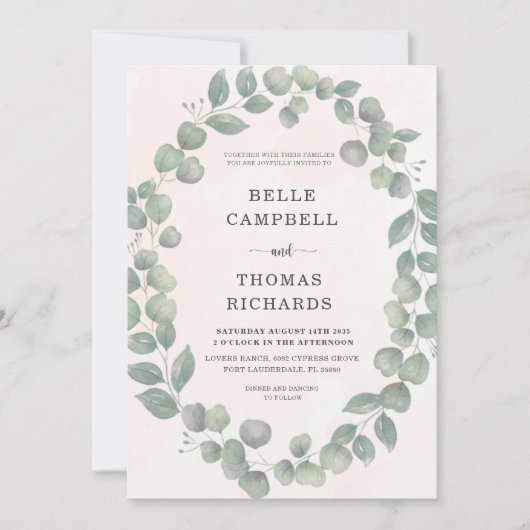 Boho Eucalyputus Sage & Sinaasappel Weddenschap Kaart (Voorkant)