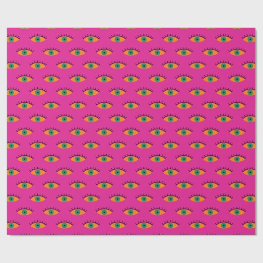 BOHO Evil Eye Patroon Funky Fuchsia Fun Cadeaupapier (Vlak)