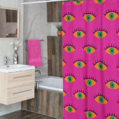 BOHO Evil Eye Patroon Funky Fuchsia Fun Douchegordijn
