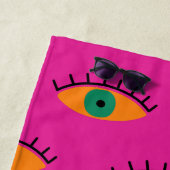 BOHO Evil Eye Patroon Funky Fuchsia Fun Strandlaken (In situ)