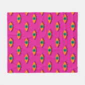 BOHO Evil Eye Patroon Funky Hot Pink Fleece Deken (Voorkant (Horizontaal))