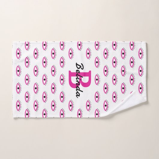 BOHO Evil Eye Pattern Burnt Sinaasappel Monogram N Bad Handdoek (Handdoek)