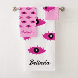 BOHO Evil Eye Pattern met de naam Fuchsia Pink y2k Bad Handdoek