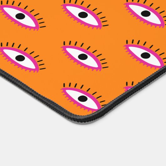 BOHO Evil Eye Pattern Verbrand Sinaasappel Funky Bureaumat (Hoek)