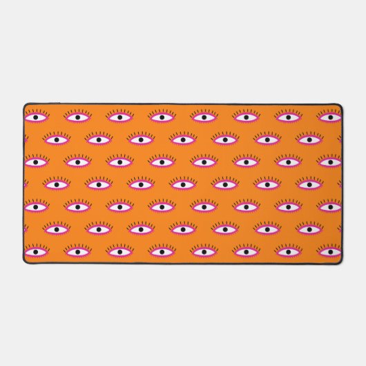 BOHO Evil Eye Pattern Verbrand Sinaasappel Funky Bureaumat (Voorkant)