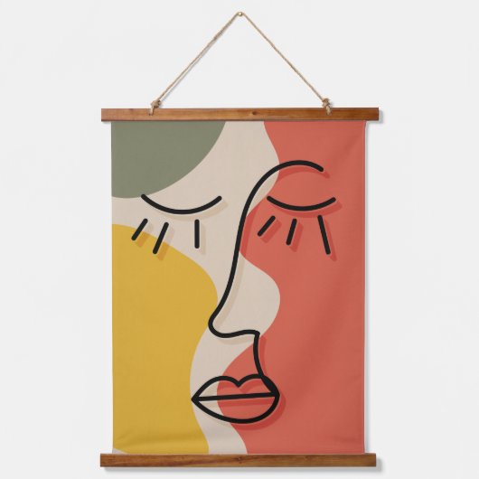 Boho Face Facial Abstract Muted Tones Hangend Wandkleed (Voorkant 2)