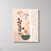 Boho Faces – Moderne abstrakte Wandkunst in warmen Canvas Afdruk (Voorkant)