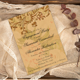 Boho Faded Flowers en Decoratief Gold Verloving Kaart