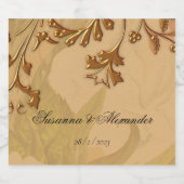 Boho Faded Peonies en Gold Wedding Sparkling Wijnetiket (Enkel label)