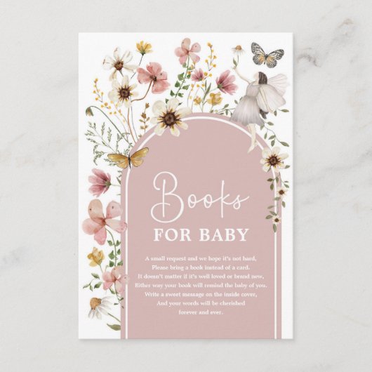 Boho Fairy Blush Wildflower Boeken voor Baby Meisj Informatiekaartje (Voorkant)