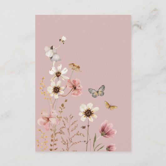 Boho Fairy Blush Wildflower Boeken voor Baby Meisj Informatiekaartje (Achterkant)