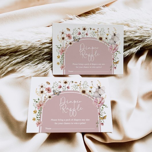 Boho Fairy Blush Wildflower Luier Raffle Informatiekaartje